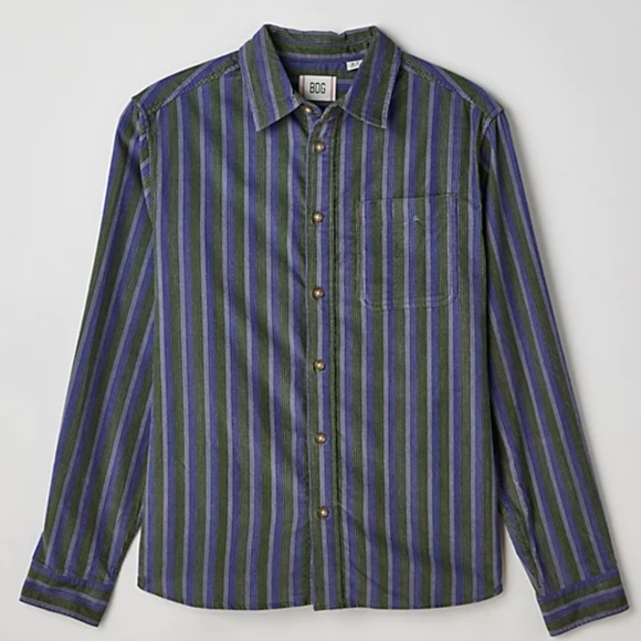 BDG Other - BDG Men's Corduroy Green and Blue Striped Shirt_Large
